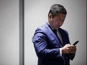 Canadian finance minister Bill Morneau's chief of staff Ben Chin is seen during a press conference following Morneau's speech and discussion about the 2019 Federal Budget in Toronto, Wednesday, March 20, 2019. Ben Chin, federal Finance Minister Bill Morneau's chief of staff, will start his new role as senior advisor to Prime Minister Justin Trudeau this week.