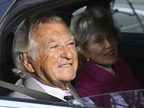 In this Sept. 2013, file photo, former Australian Prime Minister Bob Hawke, left, and his wife Blanche d'Alpuget arrive at the Australian Labor Party's campaign launch in Brisbane, Australia.