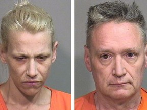 This combination of undated photos provided by the McHenry County Sheriff's Department in Woodstock, Ill., on Thursday, April 25, 2019 shows JoAnn Cunningham, left, and Andrew Freund Sr.