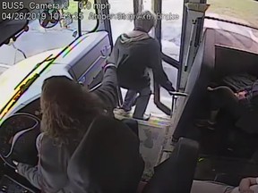 A bus driver from New York grabbed a student from stepping out into the path of a car late last month.