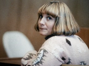 This file photo from Jan. 22, 1991, shows ex-school teacher Carolyn Warmus during trial in Westchester County Court. (John Pedin/The Daily News via AP, File)