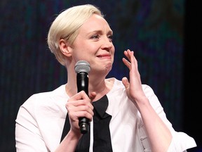 Gwendoline Christie from "Games of Thrones" is seen during a panel discussion at the Calgary Expo on April 19, 2015.