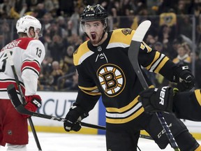 When Connor Clifton potted the first goal of his career in Sunday’s 6-2 win over the Hurricanes in Game 2 of the Eastern Final, he became the 19th Bruin to score in these playoffs. (Charles Krupa/The Associated Press)