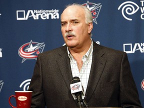 In this Feb. 13, 2013, file photo, John Davidson, Blue Jackets director of hockey operations, speaks during a news conference in Columbus, Ohio.