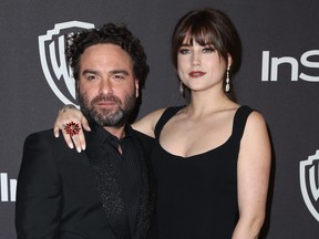 Johnny Galecki and Alaina Meyer attend the InStyle and Warner Bros. Golden Globes after party at The Beverly Hilton Hotel on Jan. 6, 2019 in Beverly Hills, Calif.  (Rich Fury/Getty Images)
