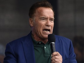 Arnold Schwarzenegger, founder of the R20, speaks at the Climate Kirtag portion of the R20 Austrian World Summit on May 28, 2019 in Vienna. (Thomas Kronsteiner/Getty Images)