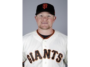 This is a 2019 file photo showing Logan Webb. San Francisco Giants pitching prospect Logan Webb has been suspended 80 games for testing positive for a performance-enhancing substance. The commissioner's office announced the punishment without pay Wednesday, May 1, 2019, for the Double-A pitcher.