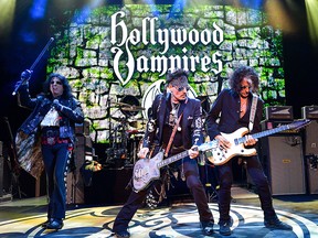 Alice Cooper, Johnny Depp, Joe Perry of The Hollywood Vampires perform at The Greek Theatre on May 11, 2019 in Los Angeles.