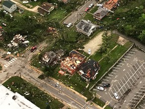 In this frame grab from KTVI-TV video, tornado damage can be seen in Jefferson City, Mo.,  Thursday, May 23, 2019, after a tornado hit overnight.