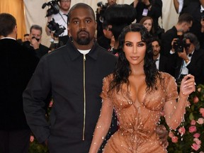 Kanye West and Kim Kardashian arrive for the 2019 Met Gala at the Metropolitan Museum of Art in New York on May 6, 2019.