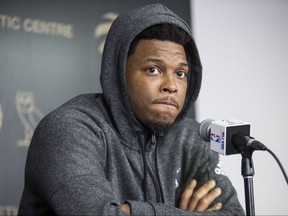 Raptors point guard Kyle Lowry speaks to the media after practice on Monday. (Craig Robertson/Toronto Sun)