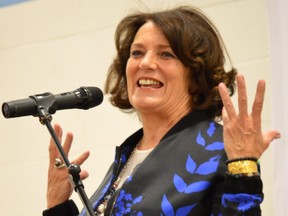 Margaret Trudeau speaks at Northern College in Timmins, Ont., on Feb. 14, 2018.
