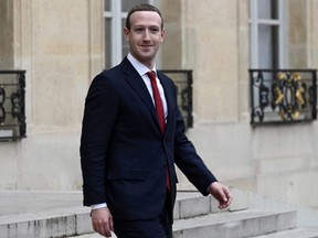 Facebook chief Mark Zuckerberg leaves the Elysee Palace in Paris on May 10, 2019, after a meeting with the French president.