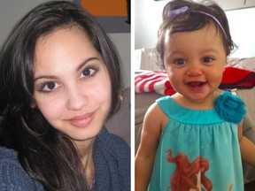 Calgary police say the bodies of Jasmine Lovett, 25, and her 22-month-old daughter Aliyah Sanderson have been found at Grizzly Creek near Hwy. 40 in Kananaskis Country.