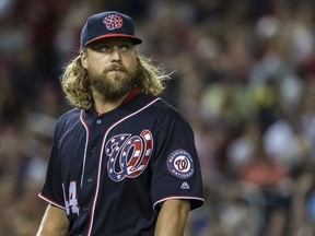 Trevor Rosenthal of the Washington Nationals pitches against the Atlanta Braves during the eighth inning at Nationals Park on June 21, 2019 in Washington, DC.