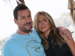 Adam Sandler and Jennifer Aniston attend a photocall of Netflix's "Murder Mystery" at the Ritz Carlton Marina Del Rey on June 11, 2019 in Marina del Rey, California.