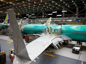 A 737 Max aircraft is pictured at the Boeing factory in Renton, Washington, March 27, 2019. REUTERS/Lindsey Wasson/File Photo