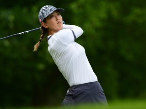 Michelle Wie hits her tee shot on the 15th hole during the first round of the KPMG Women's PGA Championship at Hazeltine National Golf Club. (Thomas J. Russo-USA TODAY Sports)