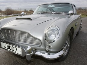 James Bond's most recognizable car, the Aston Martin DB5 he drove in 1964's Goldfinger and 1965's Thunderball. (Postmedia file photo)