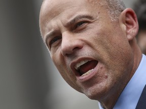 Attorney Michael Avenatti speaks to the press outside federal court after being arraigned, May 28, 2019 in New York City.