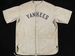 One of Babe Ruth's jerseys went up for action at Yankee Stadium in New York City on Saturday, June 15, 2019.