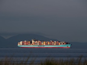 The Anna Maersk container ship, carrying 69 containers of Canadian trash being returned from the Philippines, arrives in Canada before docking in port at Global Container Terminals to be unloaded, in Delta, B.C., on Saturday, June 29, 2019. The trash will be incinerated at Metro Vancouver's Waste-to-Energy Facility where waste is burned to generate electricity.