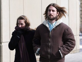 David and Collet Stephan leave for a break during their appeals trial in Calgary, Alta., Thursday, March 9, 2017.