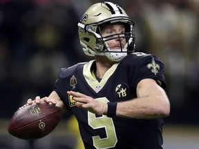 Saints quarterback Drew Brees in playoff action against the Eagles at Mercedes Benz Superdome in New Orleans on Jan. 13, 2019.