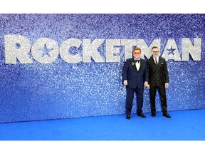 Elton John and his husband David Furnish attend the UK premiere of the Elton John biopic 'Rocketman' in London, Britain, May 20, 2019.