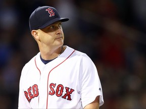 Steven Wright of the Boston Red Sox looks on during the eighth inning against the Toronto Blue Jays at Fenway Park on September 12, 2018 in Boston, Massachusetts.(Maddie Meyer/Getty Images)