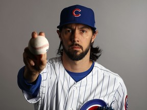 Tony Barnette poses for a portrait during Chicago Cubs photo day on February 20, 2019 in Mesa, Arizona.