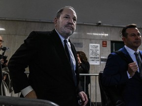 Harvey Weinstein exits the courtroom after a hearing in State Supreme Court on April 26, 2019 in New York City. Weinstein is facing rape and sexual assault charges from two separate incidents.