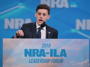 Kyle Kashuv, a Marjory Stoneman Douglas High School student speaks during the NRA-ILA Leadership Forum at the 148th NRA Annual Meetings & Exhibits on April 26, 2019 in Indianapolis, Indiana.