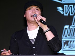 This photo taken on August 20, 2013 shows YG entertainment CEO  Yang Hyun-suk attending tvN's new reality show "WIN" production announcement in Seoul.  (Starnews/AFP/Getty Images)