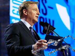 NFL commissioner Roger Goodell speaks during the first round of the 2019 NFL Draft on April 25, 2019 in Nashville, Tenn.