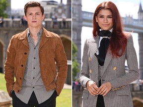 Tom Holland (left) and Zendaya (right) attend the Spider-Man: Far From Home London photo call at Tower of London, one of the film's iconic locations, on June 17, 2019.