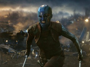 This image released by Disney shows Karen Gillan in a scene from “Avengers: Endgame.”
