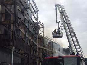 London Fire Brigade shared this photo of firefighters battling a residential fire in the neighbourhood of Barking in London on Sunday. (London Fire Brigade/Twitter)