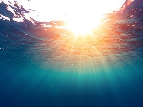 Underwater view of the sea surface.