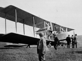 The Vickers Vimy aircraft of Captain John Alcock and Lieutenant A.W. Brown ready for trans-Atlantic flight, Lester's Field, St. John's on June 14, 1919.