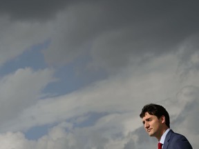 Prime Minister Justin Trudeau holds a press conference on the roof of the Canadian Embassy in Washington, D.C., Thursday, June 20, 2019.