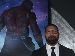 Dave Bautista(Drax the Destroyer) arrives on the red carpet for an advanced screening of "Guardians of the Galaxy" on Wednesday, July 30, 2014 in Toronto.