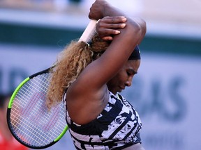 Serena Williams of the U.S. reacts during her third round match against Sofia Kenin of the U.S.