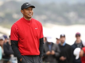 Tiger Woods looks on at the 14th hole during the final round of the U.S. Open at Pebble Beach Golf Links in Pebble Beach, Calif., on June 16, 2019.