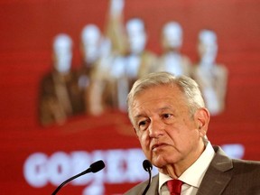 Mexico's President Andres Manuel Lopez Obrador is seen at a news conference at the National Palace in Mexico City, Mexico, May 31, 2019.