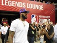 LeBron James of the Los Angeles Lakers arrives at a Summer League game on Friday night in Las Vegas.