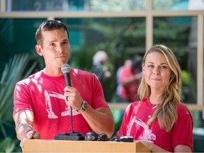 Granger Smith and Amber Smith visit Dell Children's Medical Center of Central Texas to present a donation in memory of their son, River Kelly Smith on June 25, 2019 in Austin, Texas.
