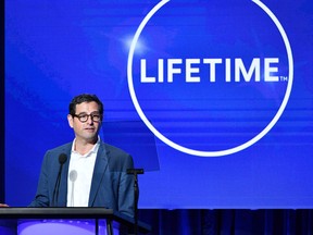 Rob Sharenow introduces the TCA Press panel for Lieftime's movie Patsy & Loretta at The Beverly Hilton Hotel on July 23, 2019 in Beverly Hills, Calif. (Amy Sussman/Getty Images)