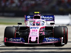 HOCKENHEIM, GERMANY - JULY 27: Lance Stroll of Canada driving the (18) Racing Point RP19 Mercedes in the Pitlane during qualifying for the F1 Grand Prix of Germany at Hockenheimring on July 27, 2019 in Hockenheim, Germany.