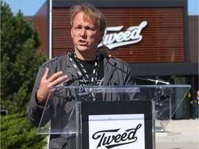 Canopy Growth co-CEO's Bruce Linton stands in front of the new Tweed visitor centre in Smith Falls, Ont., August 23, 2018. (Jean Levac/Postmedia Network)